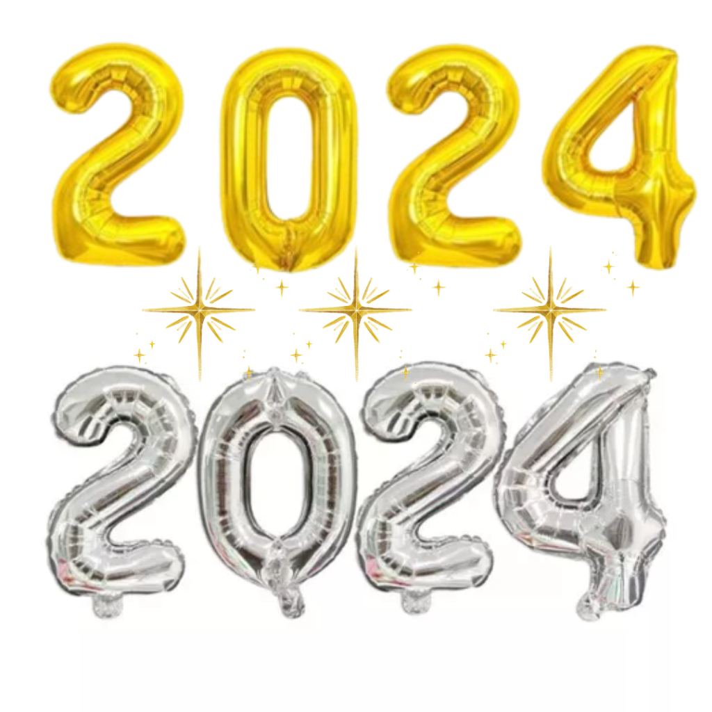 Kit Balão Metalizado 2024/40cm Para o Réveillon Decoração ano novo 2024