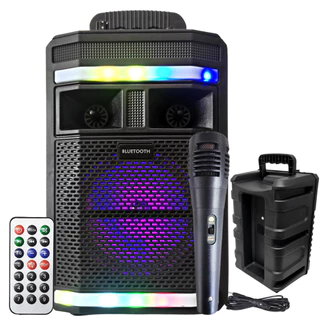 Caixa de Som com Microfone Grande potencia 1000w Pmpo MP3 USB FM