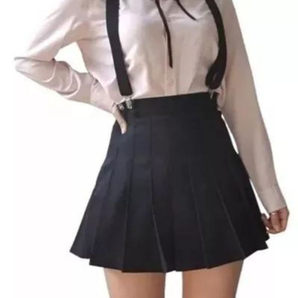 Saia Pregueada college Preta- Cosplay