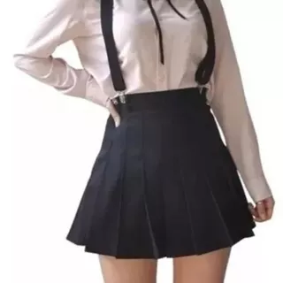Saia Pregueada college Preta- Cosplay