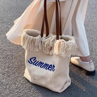Bolsa Tecido Bolsa Feminina Alça Transversal de ombro Moda Praia media Tecelagem e Bordado