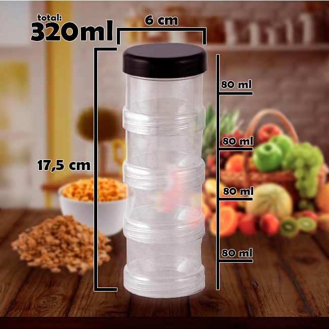 conjunto Pote 80ml Kit Com 3 Torres organizador Snack condimento ...