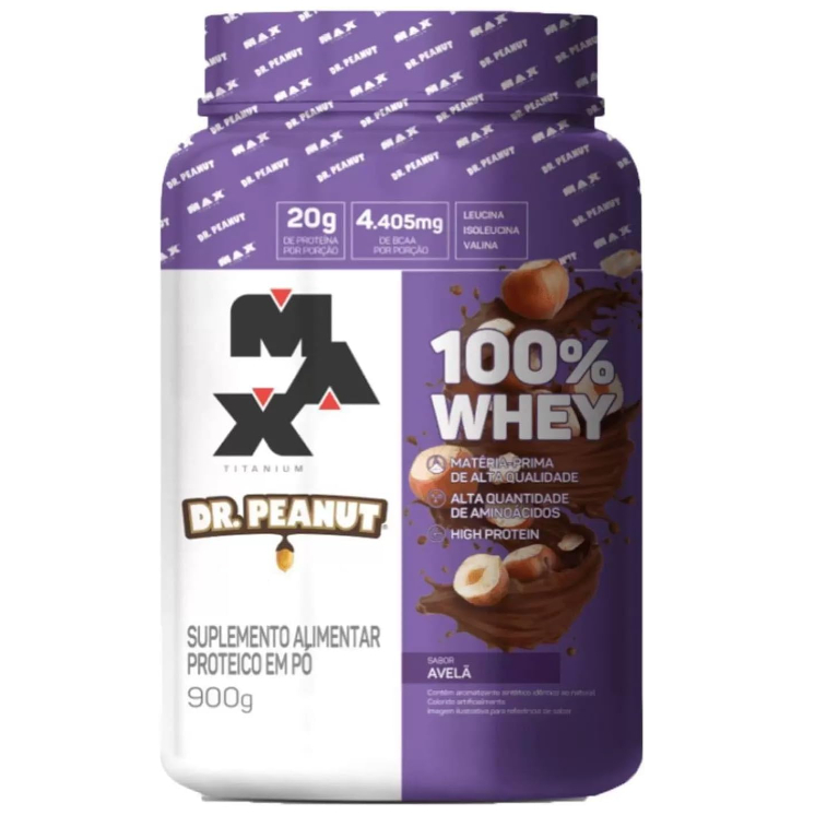 100% Whey Dr. Peanut Sabor Avelã – Pote De 900g Max Titanium