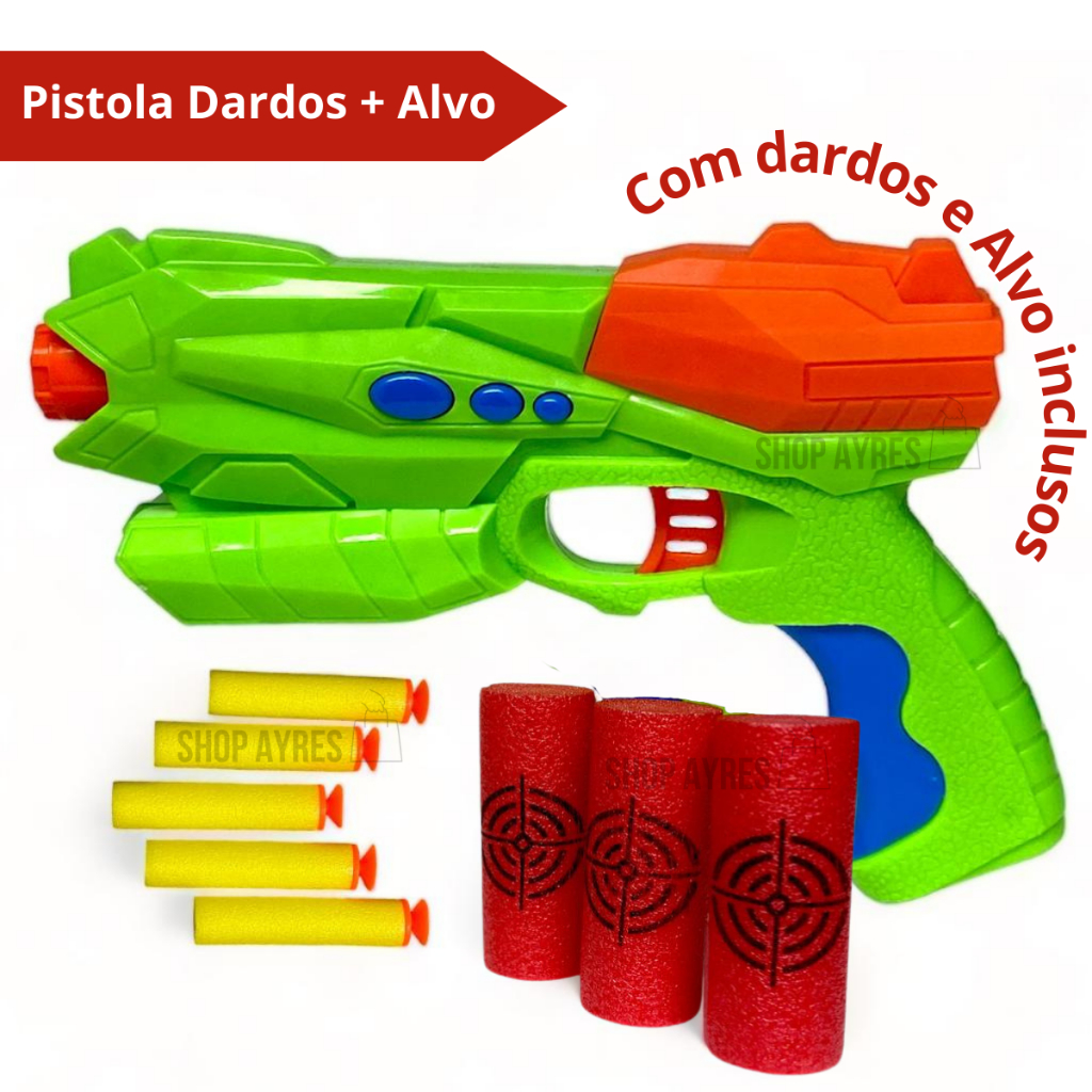 Pistola De Brinquedo Infantil Lança Dardos Arminha Com Alvo