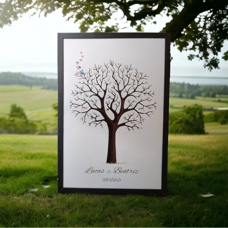 Quadro Placa Recepção De Casamento Árvore Digitais