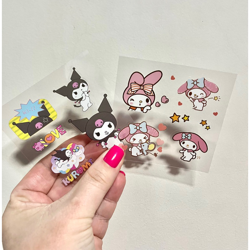 Cartela de adesivos sanrio Hello Kitty My Melody kuromi Cinnamoroll ...