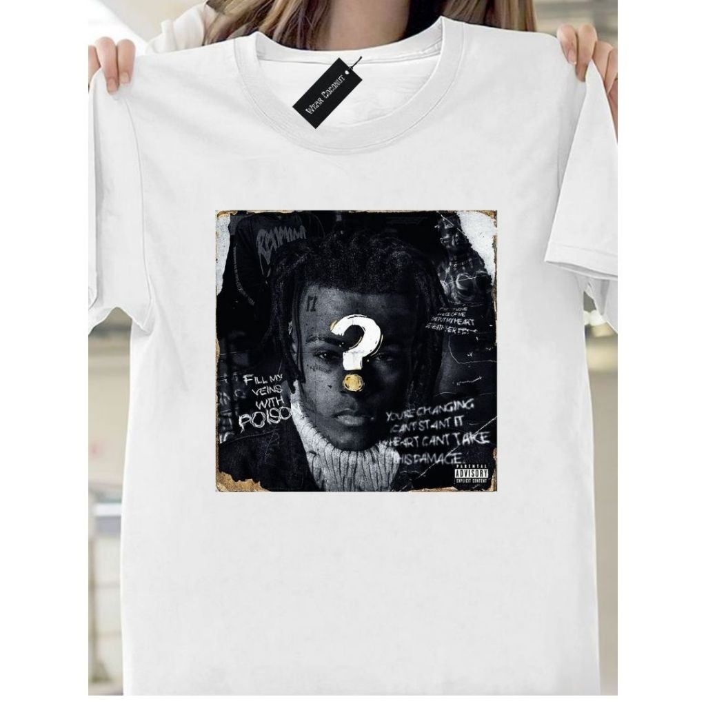 Camiseta XXXTENTACION preta algodão Camiseta XXXTENTACION branca