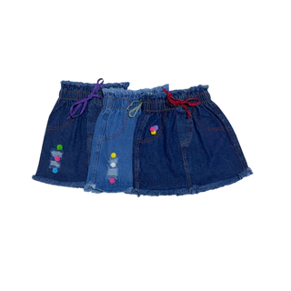 Kit 3 Saia Infantil Jeans Feminino Menina Saia Criança