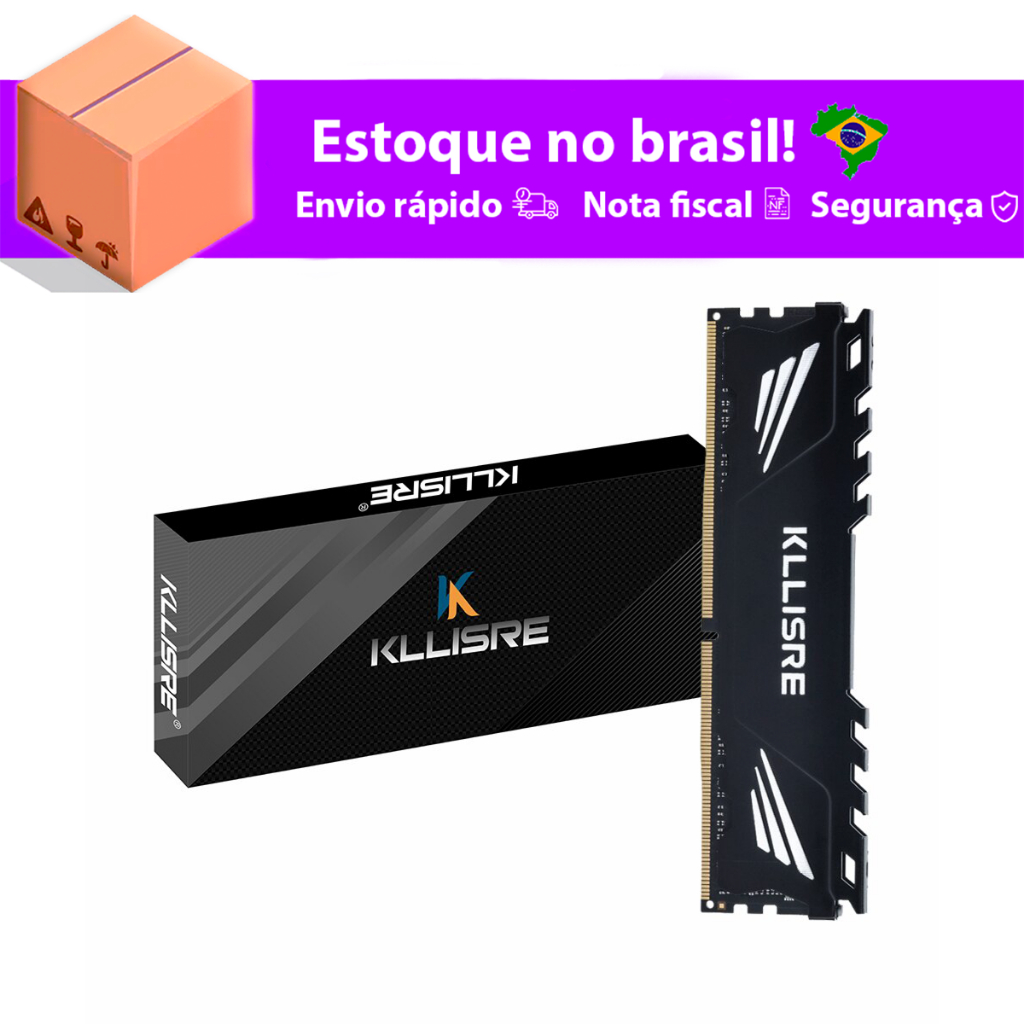 Memoria ram DDR4 8gb 2666mhz kllisre black edition (estoque no brasil, a pronta entrega)