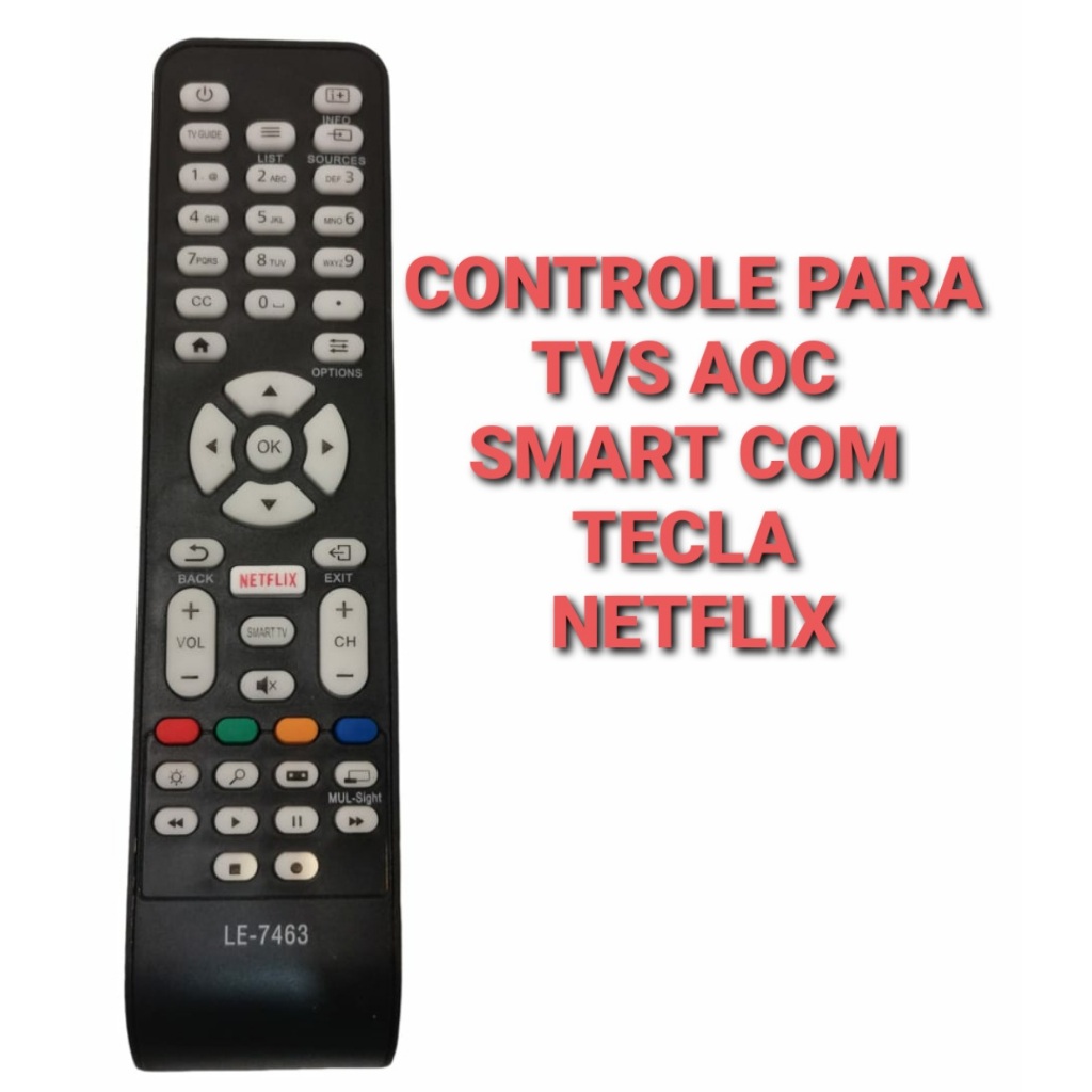 Controle Remoto Aoc Smart Com Tecla Netflix | Shopee Brasil