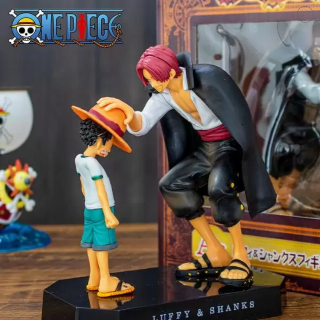 Boneco One Piece Shanks E Luffy Action Figure 18cm Colecionavel Nerd Anime