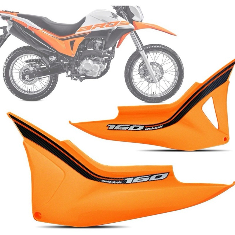 tampa lateral bros 160 laranja com adesivos 2018