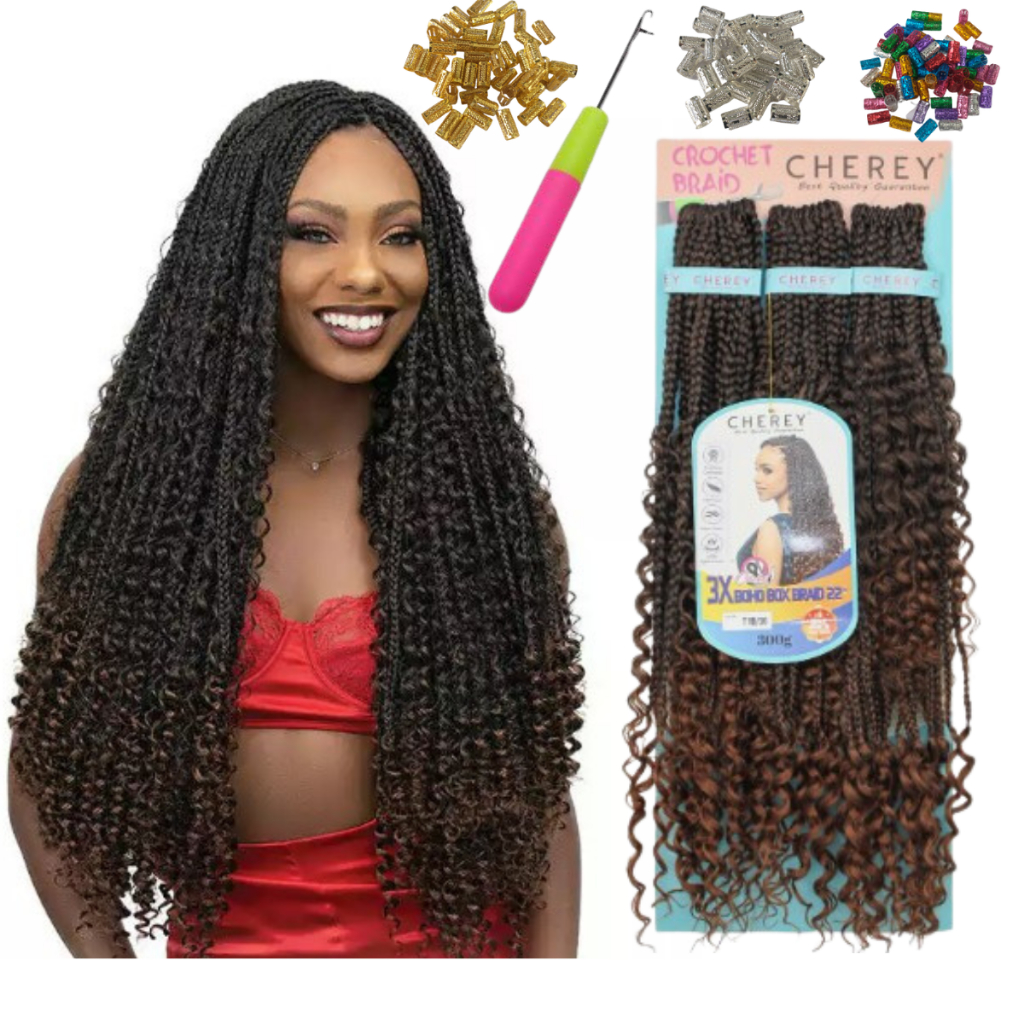 BOX BRAIDS COM CACHOS DE NINA SOFTEX