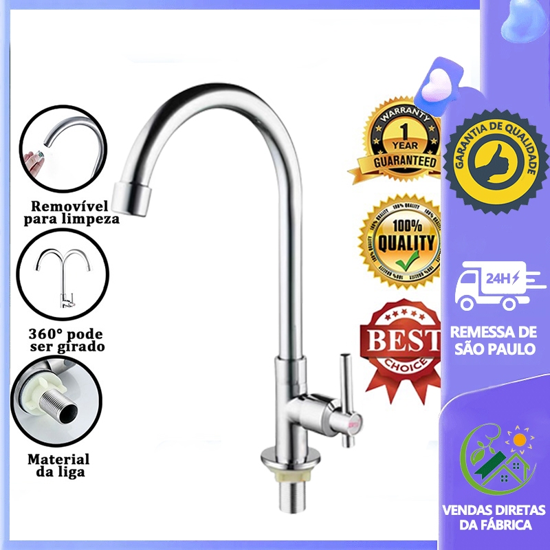 Torneira de Banheiro Lavatório bancada Metal & Inox