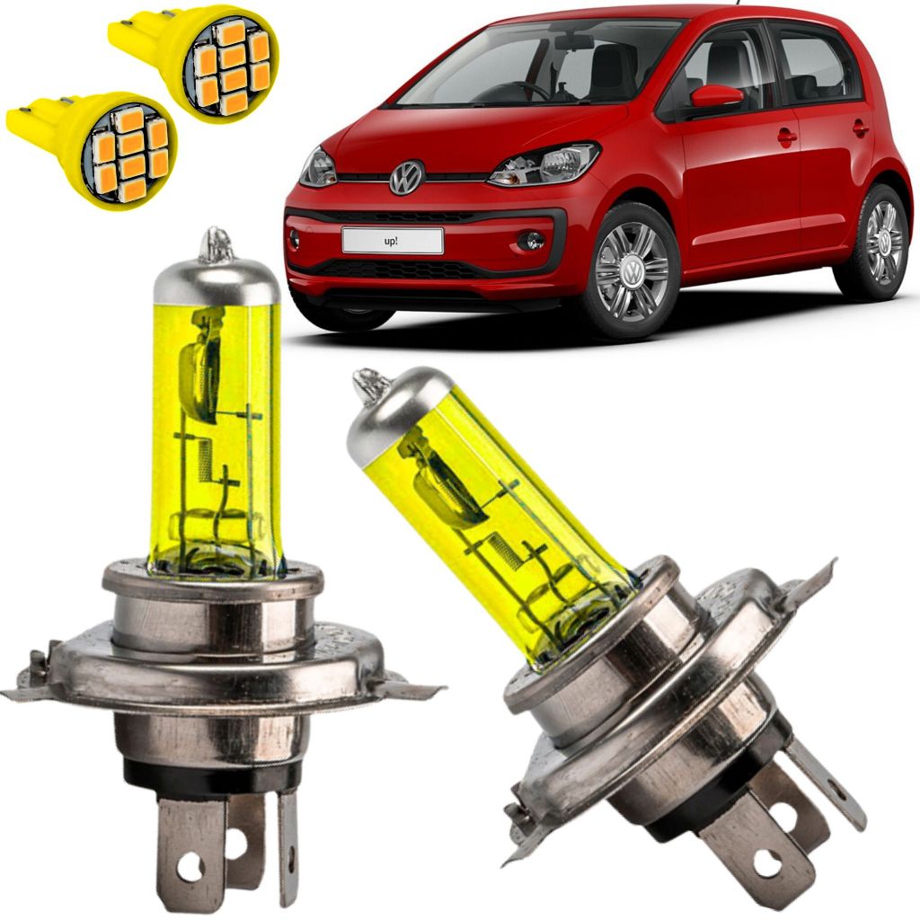 Kit Lâmpadas Up H4 Iluminação Amarela 3000k Farol Carro 12v