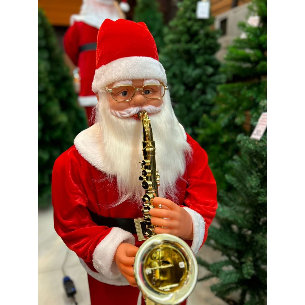 Papai Noel Dança Toca Musical com Saxofone C/Sensor 1,20M Bivolt