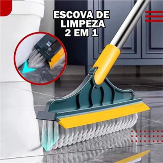 Escova De Limpeza Esfregão 2 Em 1 Vassoura Rodo Chão Cozinha Banheiro Casa