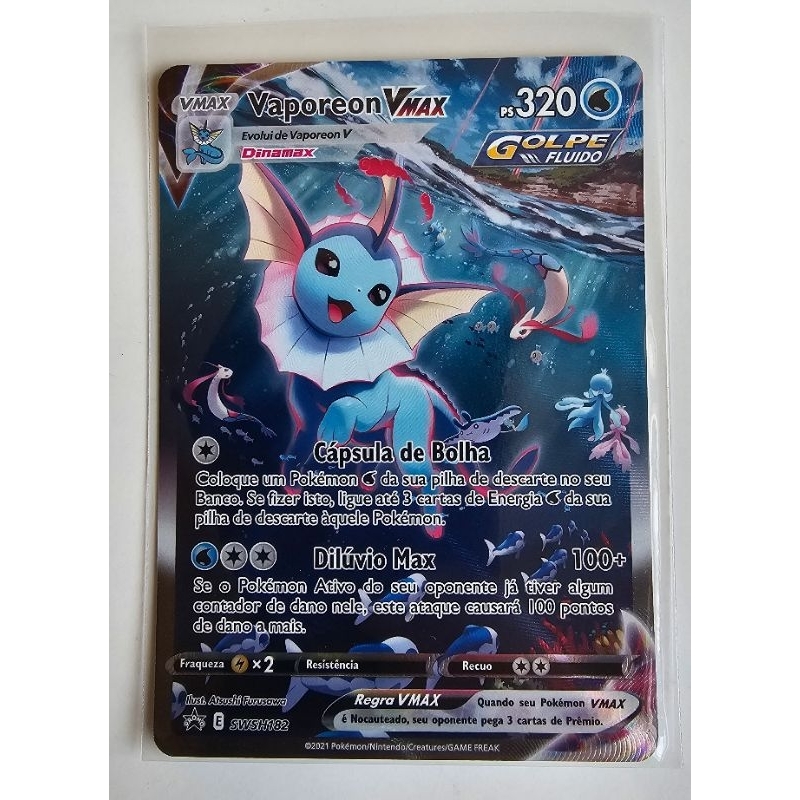Vaporeon VMAX SWSH182 ポケモンカード Carta Pokemon Vaporeon Vmax Full Art promo SWSH182 | Shopee Brasil