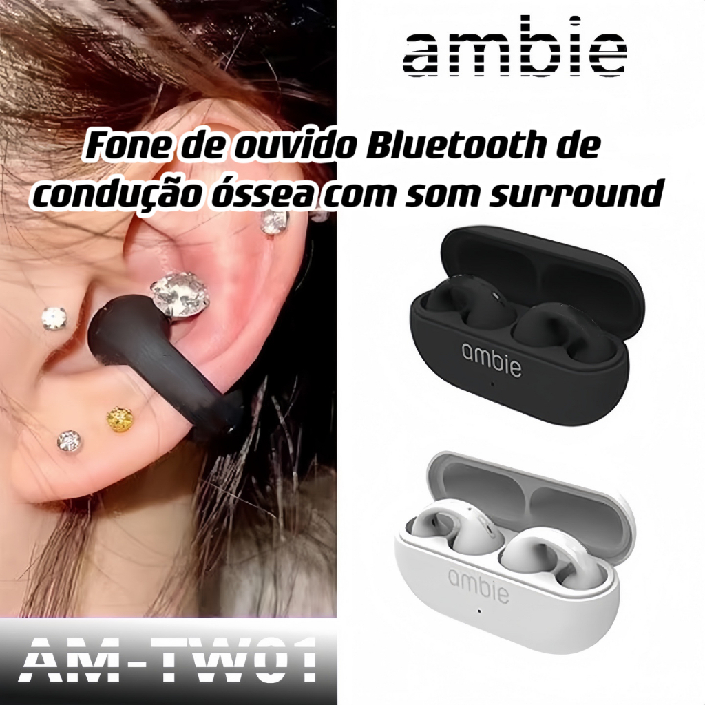 Fone de ouvido sem fio Ambie Sound Earcuffs 1 Brinco Bluetooth Sem Fio Intra-articulares TWS Esportivos