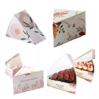 Embalagem para Fatia de Bolo com papel, torta ou sobremesas triangular - Pct 25un