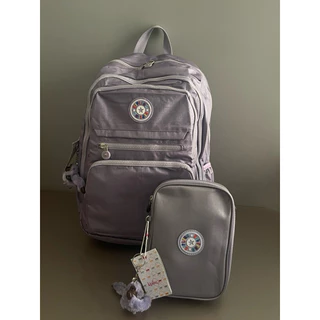 kit mochila escolar metalizado com estojo