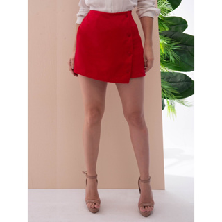 shorts saia alfaiataria botão feminina