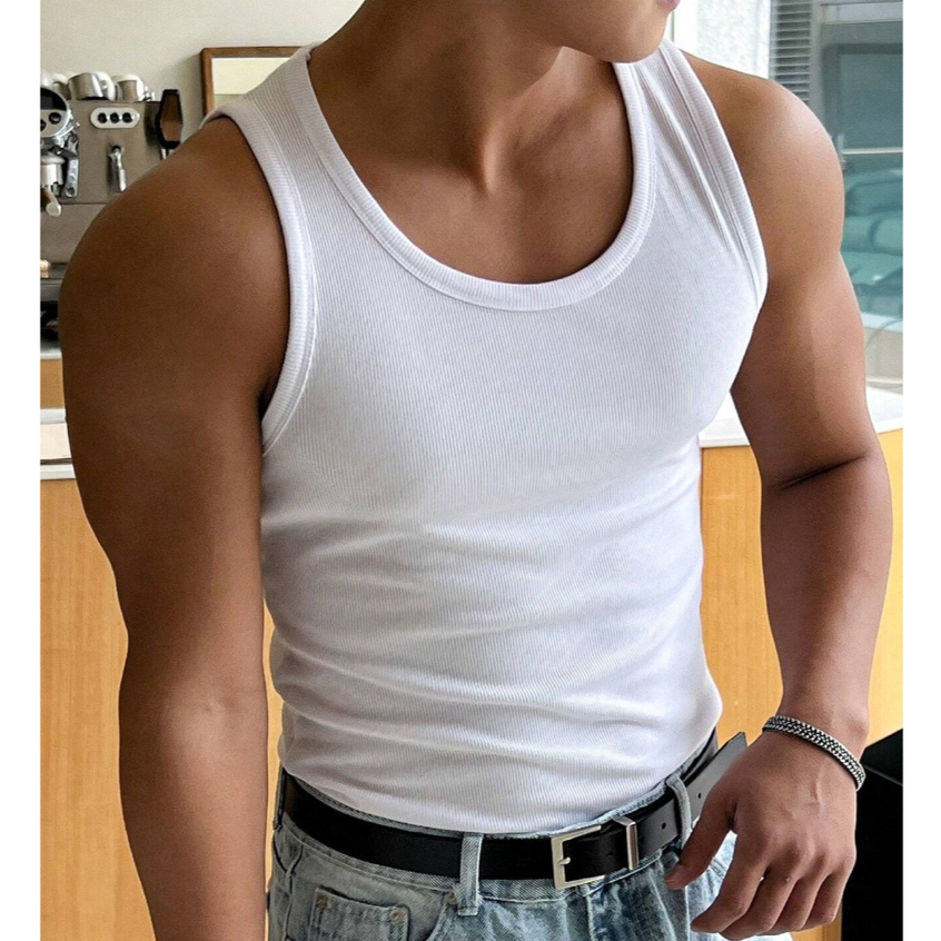 Regata Masculina Branca Preta Tecido Premium Cinza de Academia Justa Canelada Estilo Americana HIP HOP Rapper Unissex