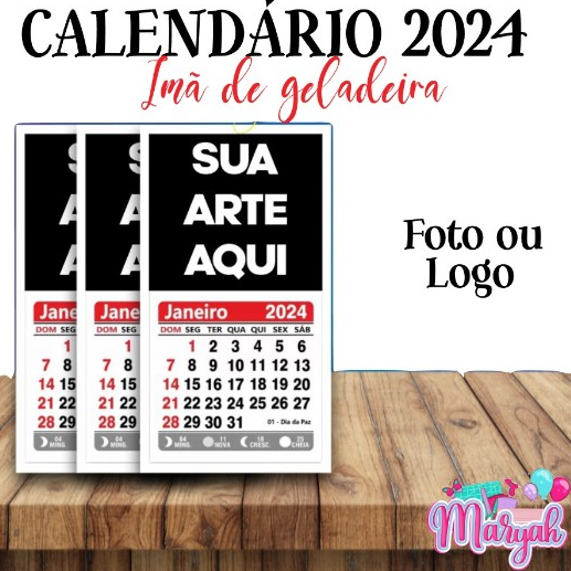 Mini calendário 2025 personalizados com logomarca ou foto e imã de