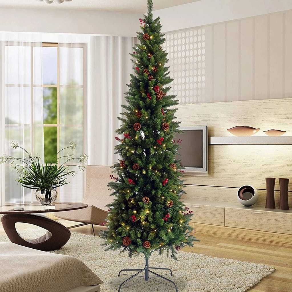 Árvore de Natal Pinheiro Slim 2.10M 550 Galhos Pé de Ferro Datas Comemorativas Natalino 5265
