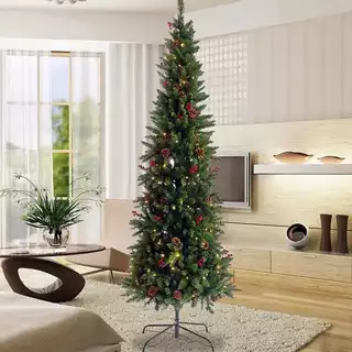 Árvore de Natal Pinheiro Slim 2.10M 550 Galhos Pé de Ferro Datas Comemorativas Natalino 5265