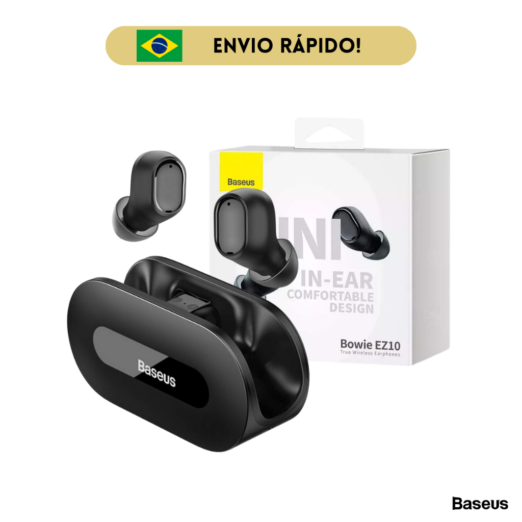 Fone de Ouvido Baseus Bowie EZ10 Bluetooth Sem Fio TWS Com Microfone