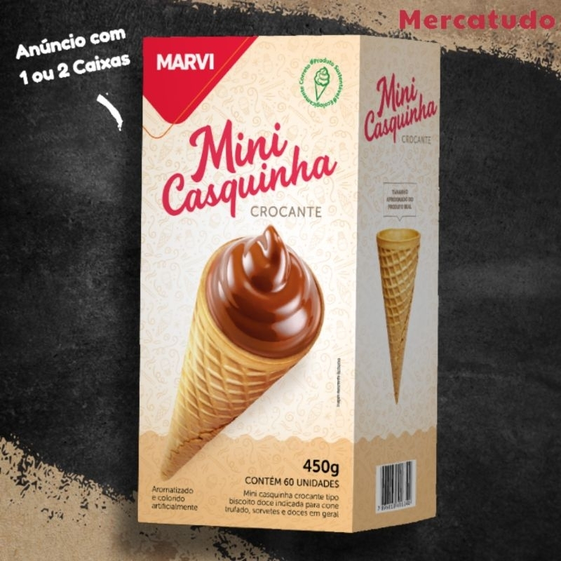 Mini Casquinha - Marvi 450g - 60 Mini Cones (tamanho: 9 cm)