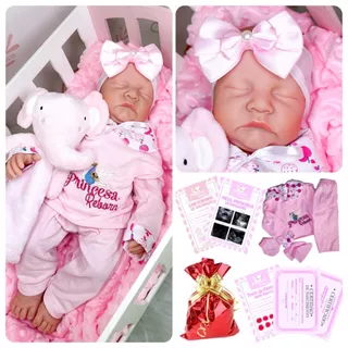 Boneca Reborn Recem Nascida Bebe Realista 100% Silicone