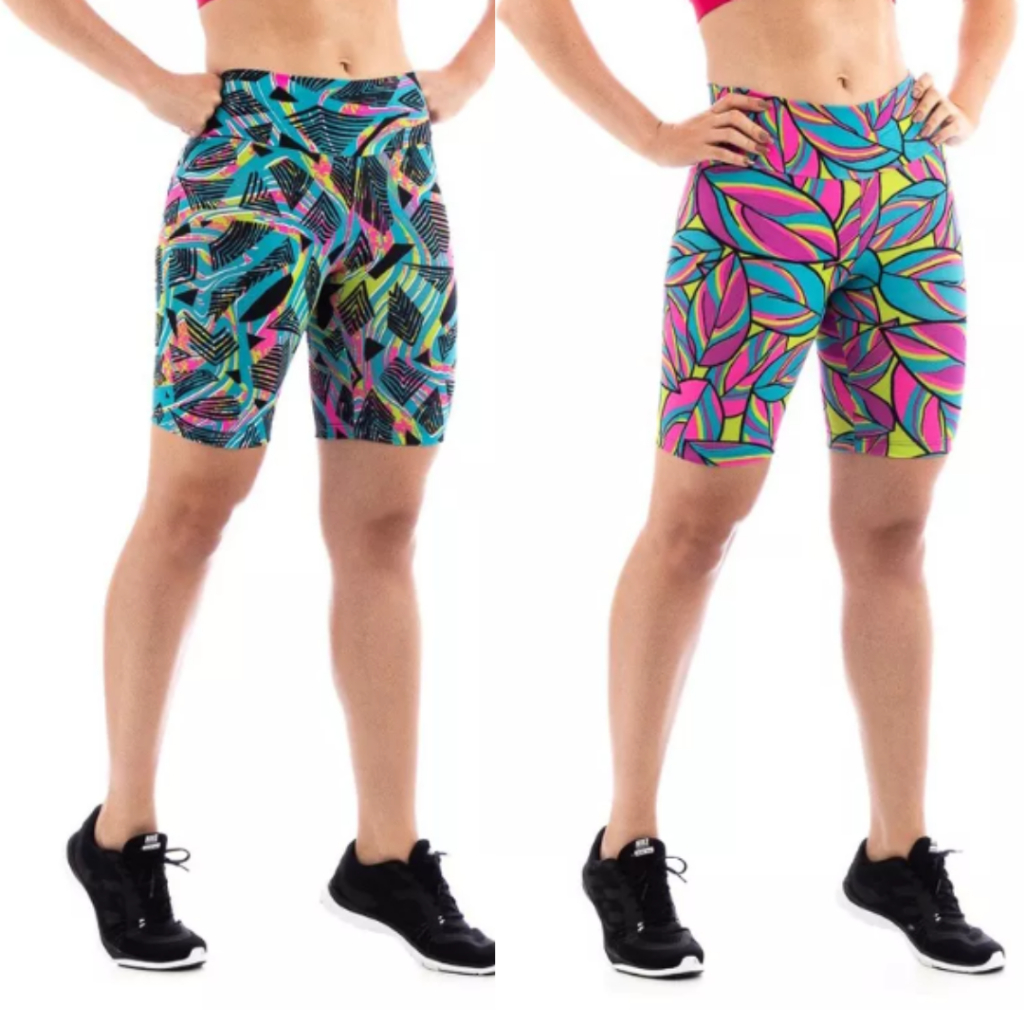 Bermuda Short Ciclista Feminino Academia Estampada P ao G3