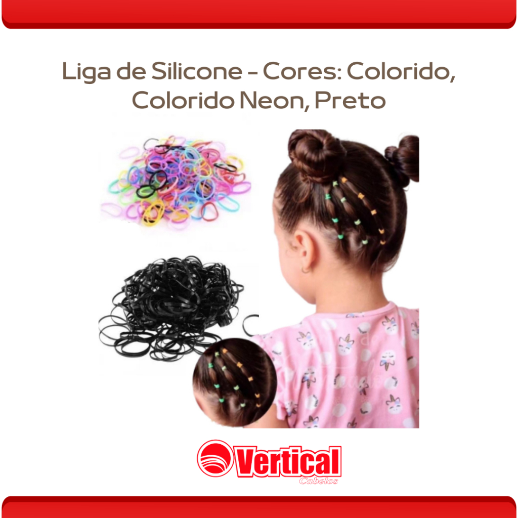 175 Unidades Elástico de Silicone Para Cabelo Infantil Colorido Preto  Transparente Neon Penteado Liguinha Xuxinha