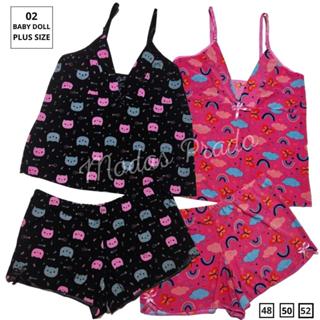 Pijama Feminino Baby Doll Plus Size Sem Renda Ligante Confortável Estampas  Sortidas Moda Nova Friburgo 1510