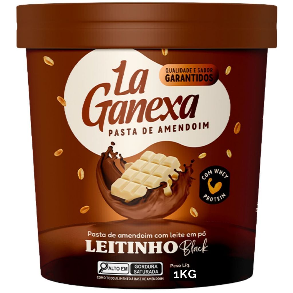 Pasta De Amendoim Integral 1kg Leitinho Black C/ Whey Protein – La Ganexa
