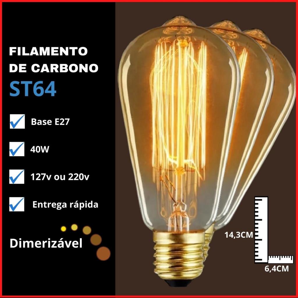 Lâmpada Vintage Filamento de Led Pêra ST64 4W 2400K