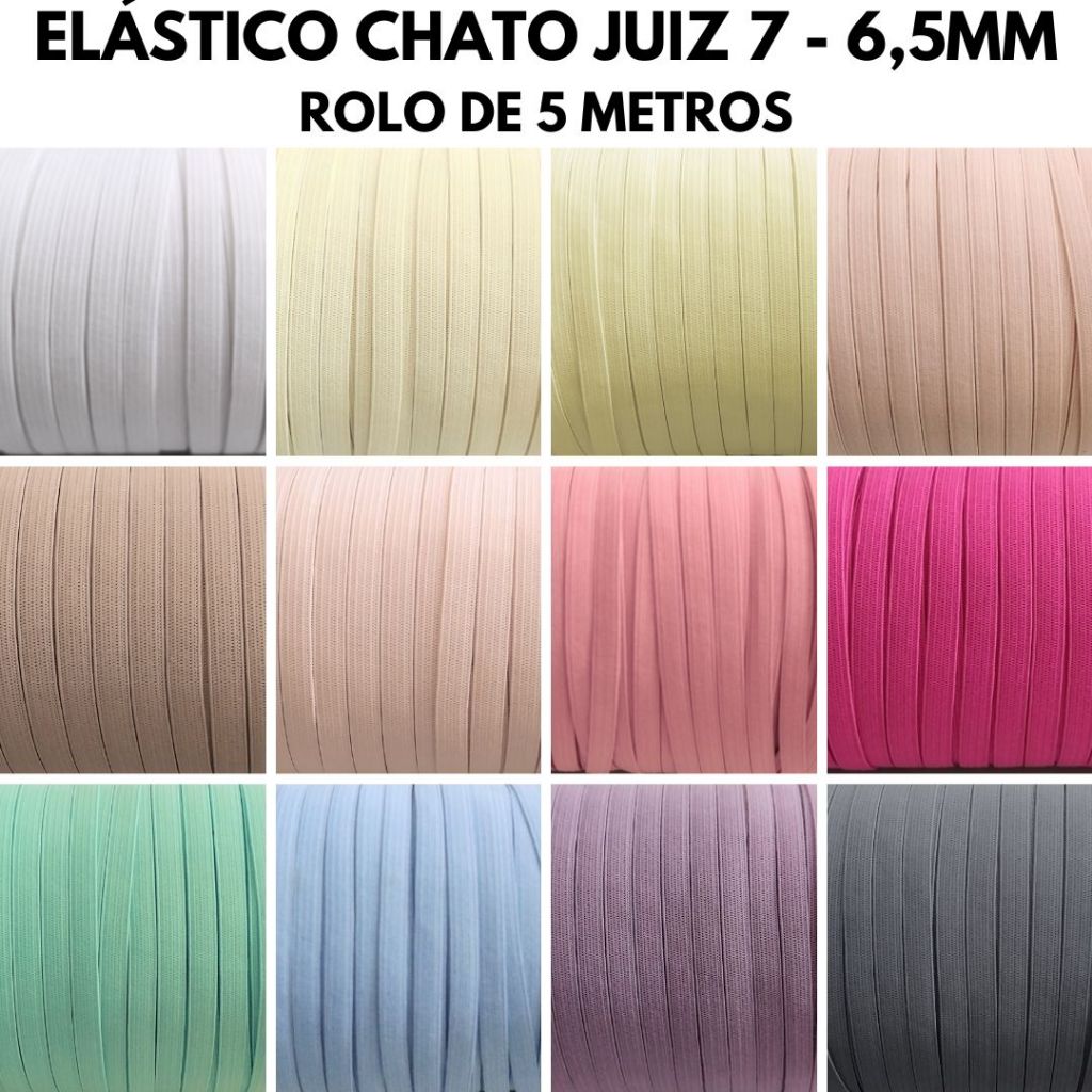Elástico Chato Juiz 7 ZANOTTI (VÁRIAS CORES) 6,5mm - 5 metros