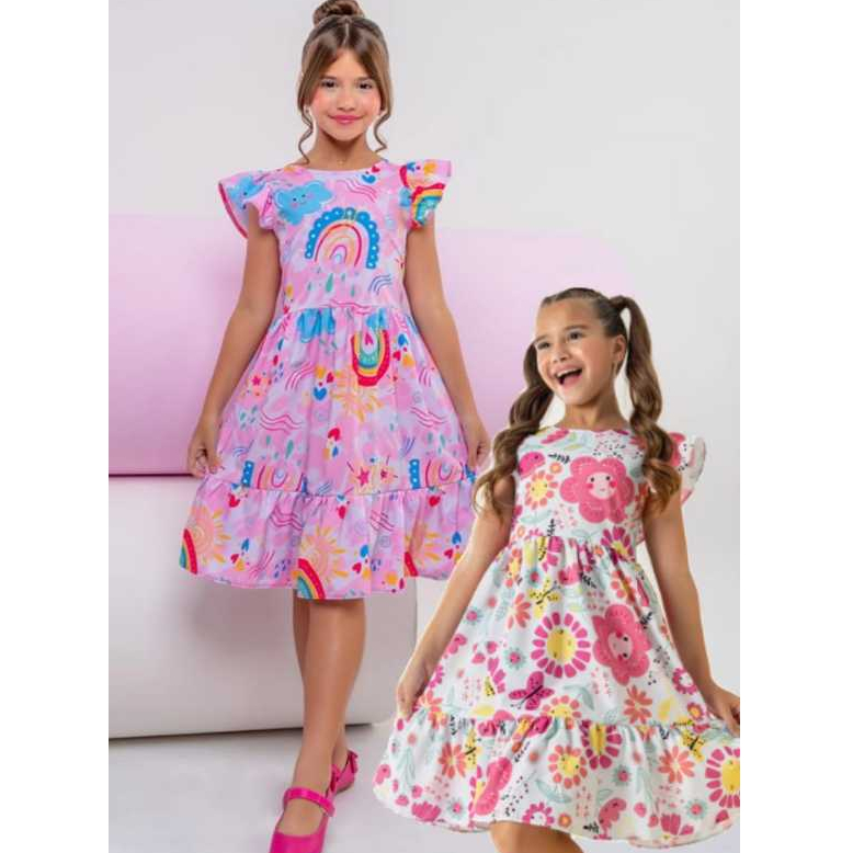 Vestido de princesa de flanela para meninas com bainha de arco-íris e  babados casual com suspensório de bolo arco-íris (verde, 5 a 6 anos) :  : Moda