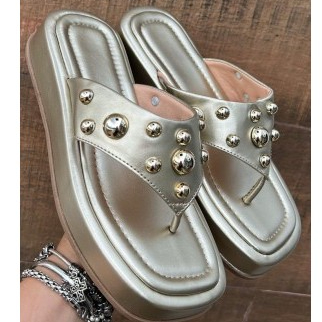 Sandália Flatform Dourada Feminina 35 ao 39 Novidade Envio Rápido Moda Casual Plataforma