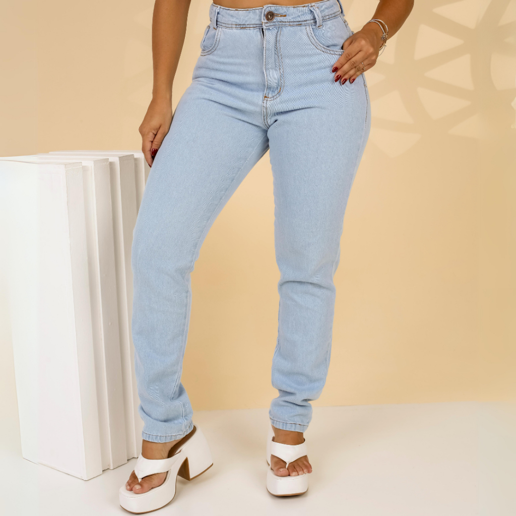Calça jeans Clara Cintura alta Mom | Shopee Brasil