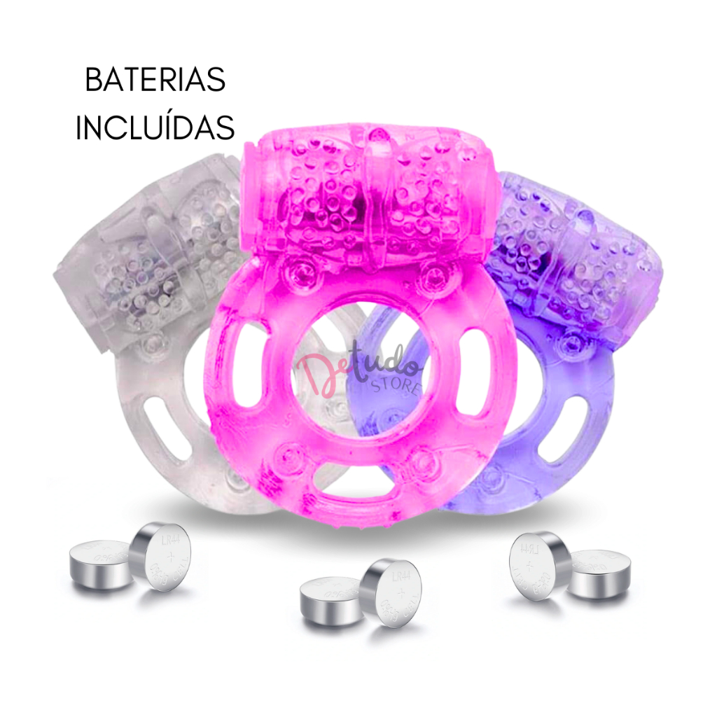Kit com 3 Anel Peniano C/ Vibro Massageador Prolonga Ereção Top Sex Shop