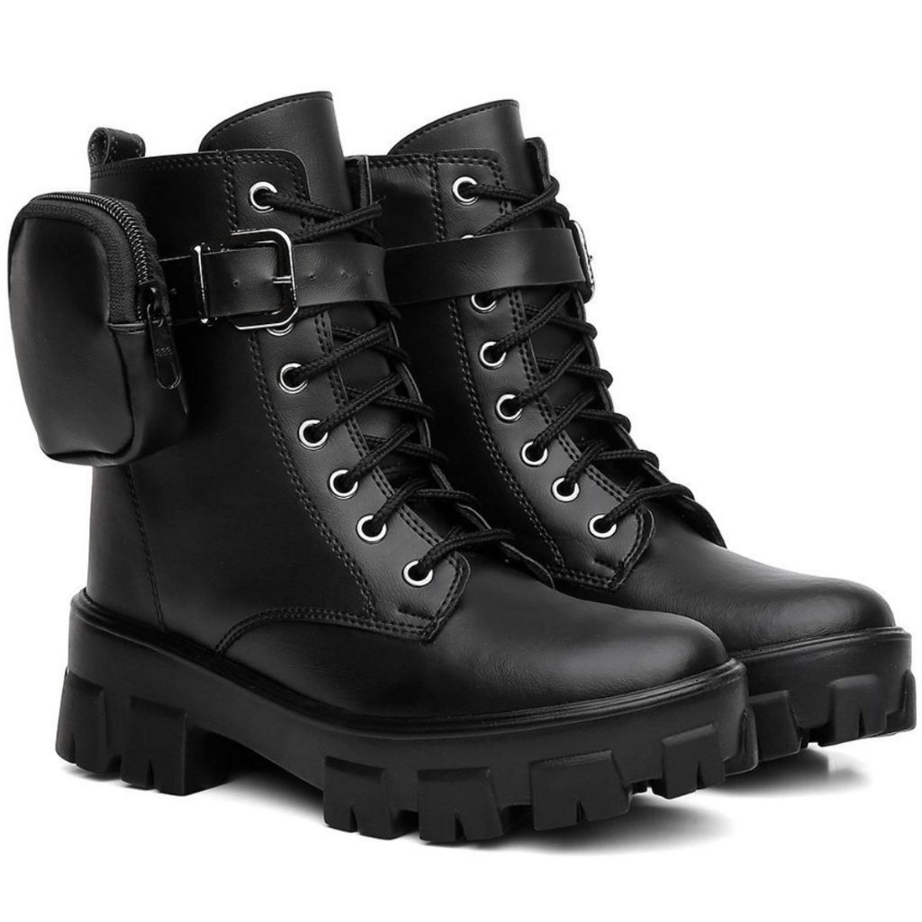 Bota estilo sale militar feminina