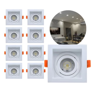 Kit 10 Spot De Embutir Recuado Completo Com Lampada Led Dicroica MR16 Led 36°Soquete Gu10 Spot 360°