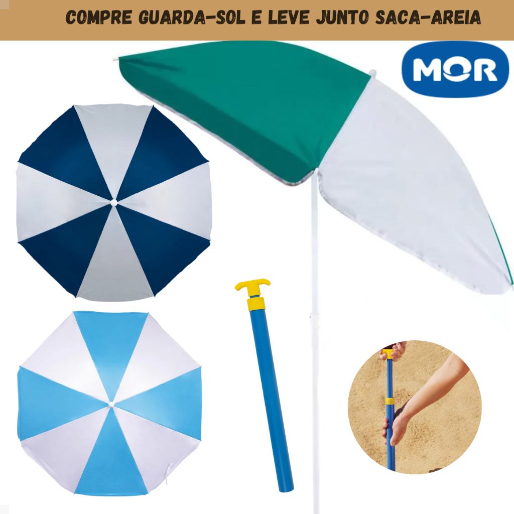 Guarda-sol Grande Para Praia Piscina 1,80m + Saca Areia Mor | Shopee Brasil