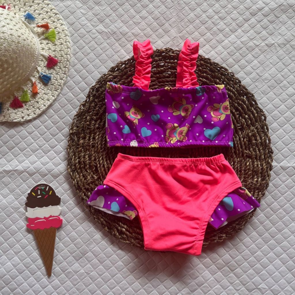 Roupas de bebê Kawaii para meninas clássicas fofas de caranguejo preppy  conjuntos de roupas de natação modernas integradas, >4-m, 6 Anos