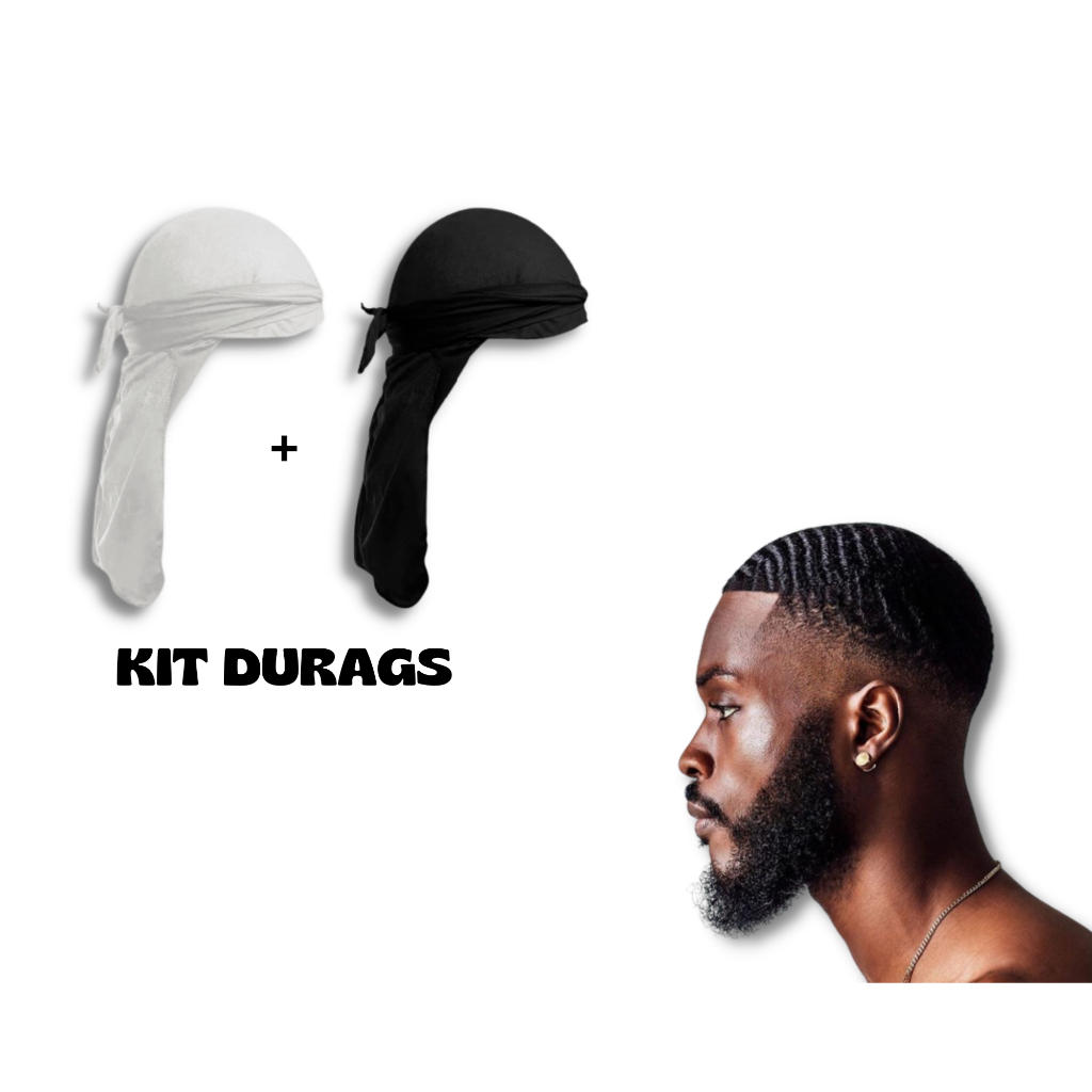 KIT DUAS DURAG, WAVES, DUREG, BANDANA,HIP HOP RAP, FAIXA DE CABEÇA, SILKY