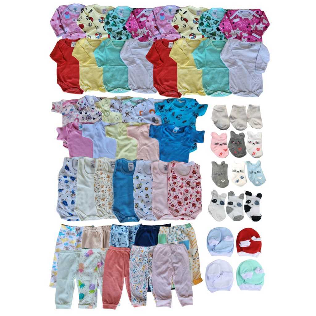 Kit enxoval bebê algodão 32 peças em algodão Antialérgico