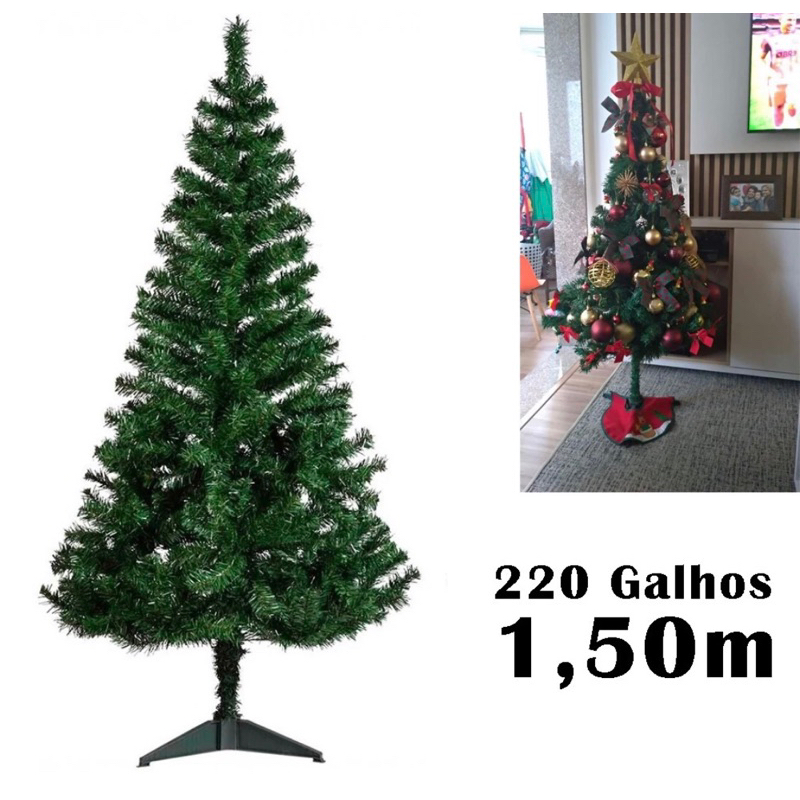 Árvore de Natal grande 150cm 138galho super cheia Luxo Verde Nevada Neve  promoção barata pé plástico